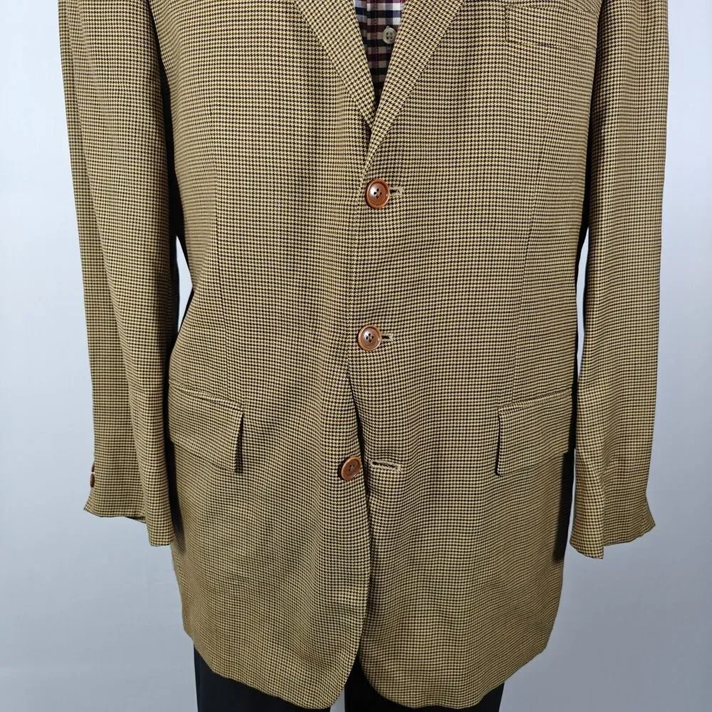 Nautica Men's Sport Coat Blazer Three Button Brown‎ Black Olive Houndstooth 44L